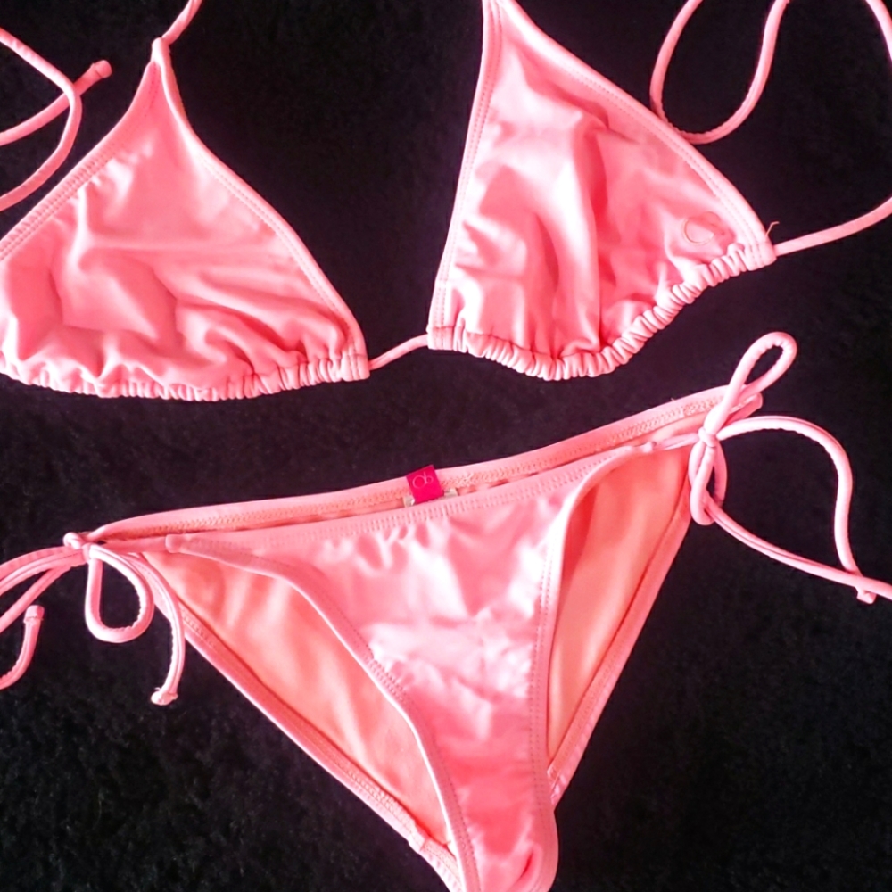 OP peach pink triangle bikini